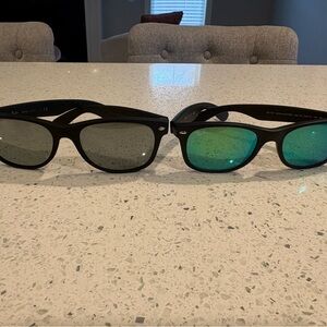 2 pair of Ray-Ban Black and Teal Sunglasses